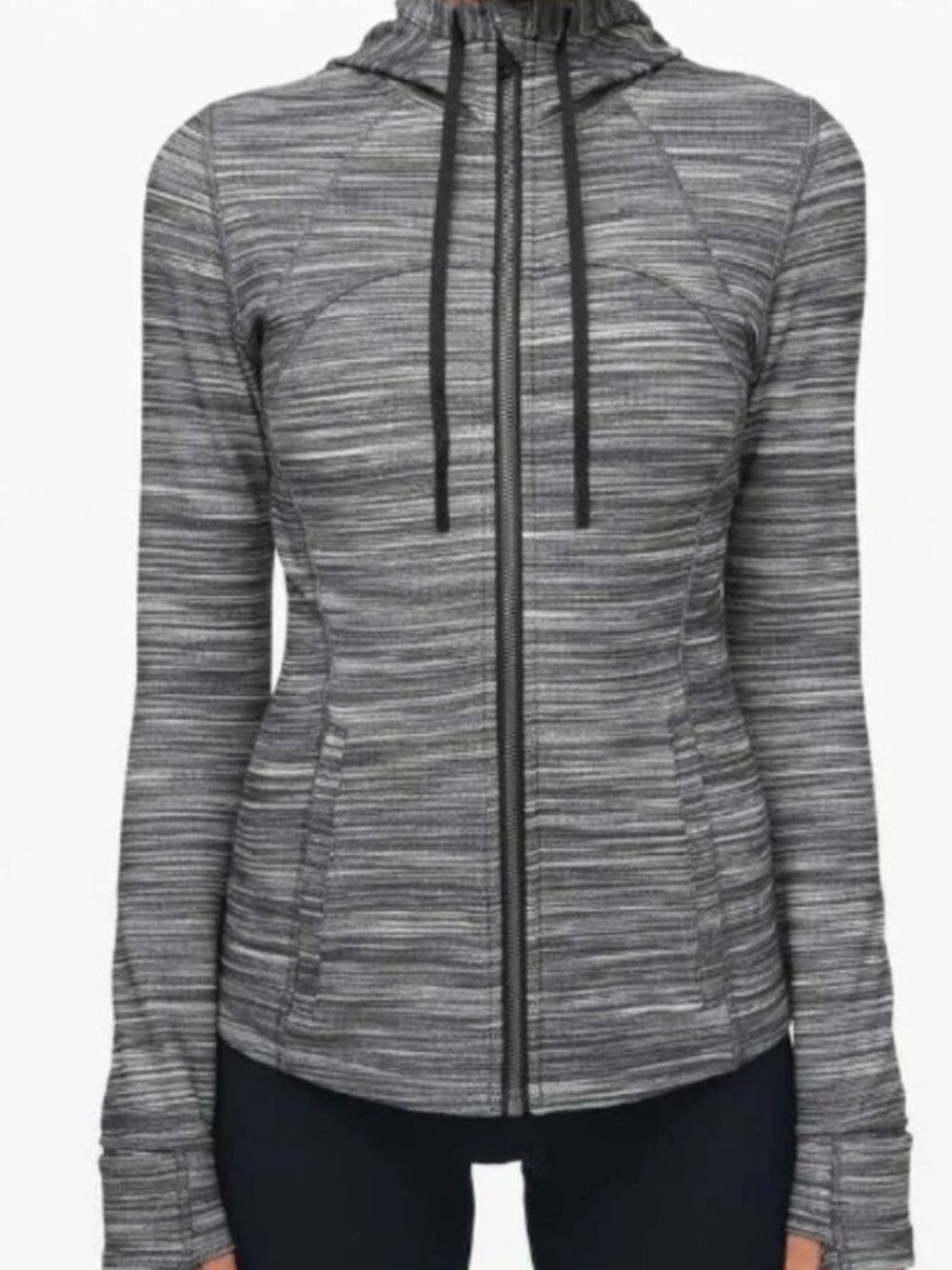 **Lululemon Hooded Running Jacket Heathered Gray Black Size 6**